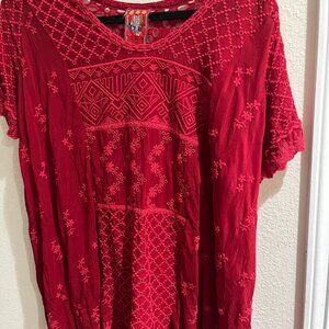 Johnny Was Festive Red Top